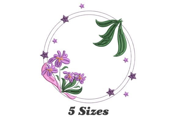 Beautiful Iris Flower Circle Frame