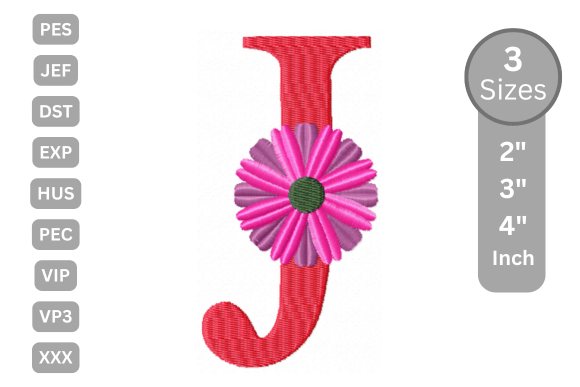 Blossom Alphabet Letter - J: A Floral Embroidery Gem
