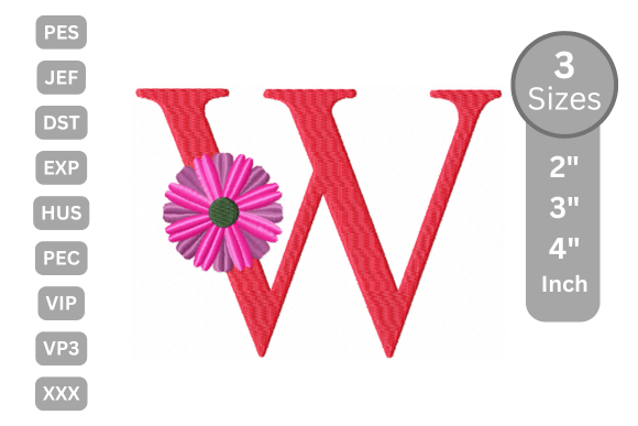 Blossom Alphabet Letter - W: A Festive Embroidery Choice