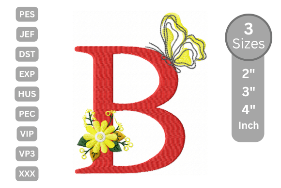 Butterfly Bloom Alphabet - B: A Charming Embroidery Design