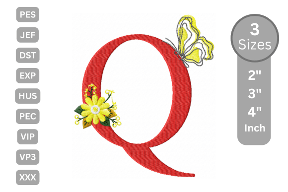 Butterfly Bloom Alphabet - Q: A Festive Embroidery Gem