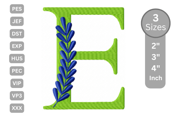 Elegant Floral Alphabet Letter- E