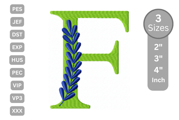 Elegant Floral Alphabet Letter-F for Apparel
