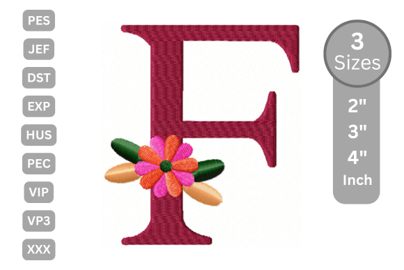 Elegant Floral Alphabet Letter - F for Seasonal Projects