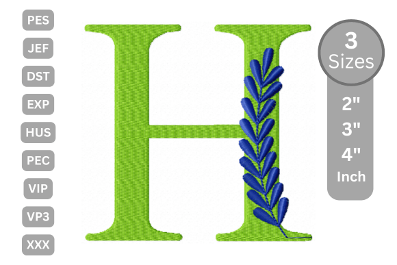 Elegant Floral Alphabet Letter-H for Premium Sweatshirts