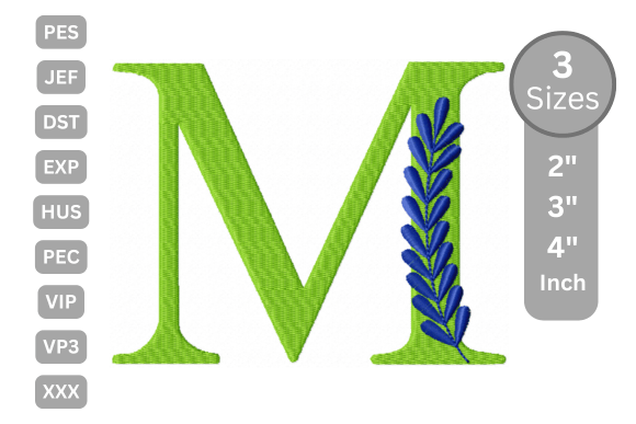 Elegant Floral Alphabet Letter-M for Personalized Gifts