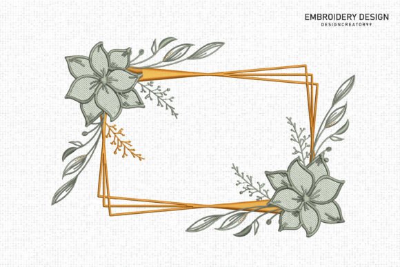 Elegant Floral Geometric Frame for Seasonal Embroidery