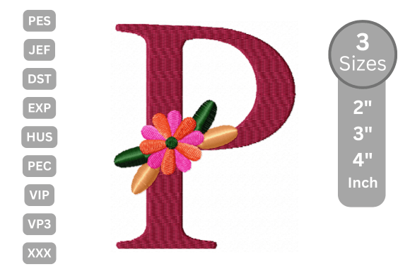 Elegant Floral P for Embroidery Projects