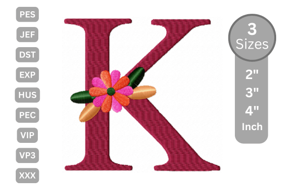 Floral Alphabet Letter - K: A Seasonal Embroidery Gem