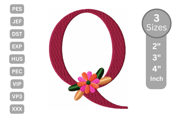 Floral Alphabet Letter - Q: A Stylish Embroidery Choice