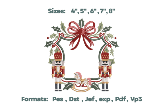 Nutcracker Frame Holly Monogram: A Festive Embroidery Gem