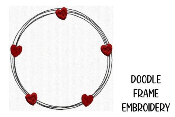 Round Doodle Frame with 5 Hearts: A Charming Addition