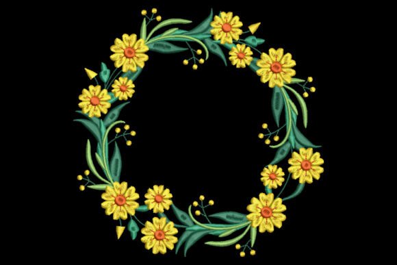 Yellow Floral Blank Frame: A Festive Embroidery Choice